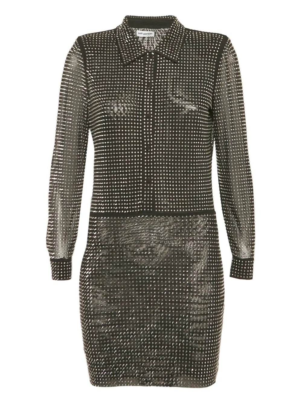 Self-Portrait rhinestone-embellished mini dress | Black | Image 1