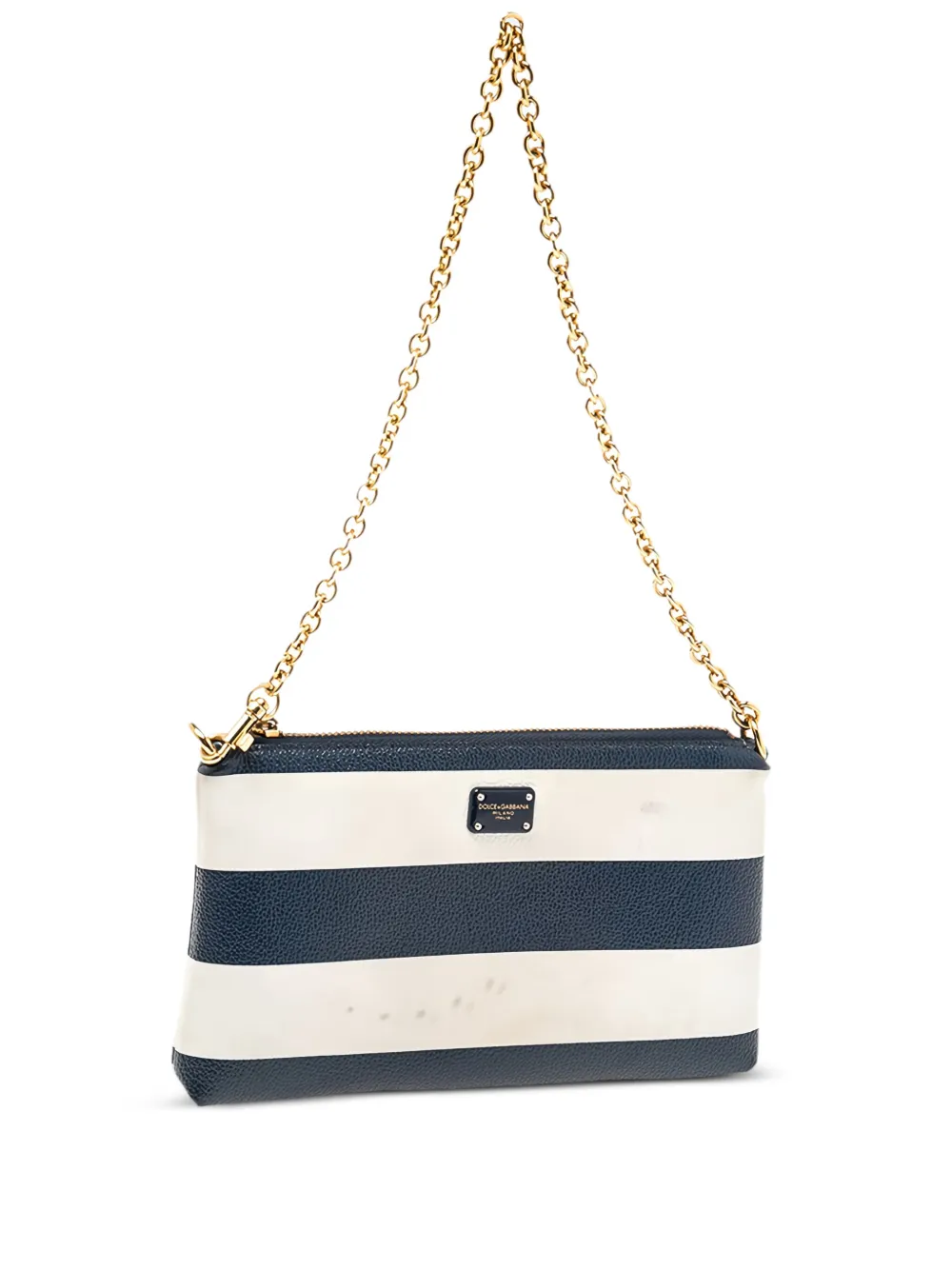 Dolce & Gabbana Pre-Owned striped leather chain-strap shoulder bag | Blue | Image 1
