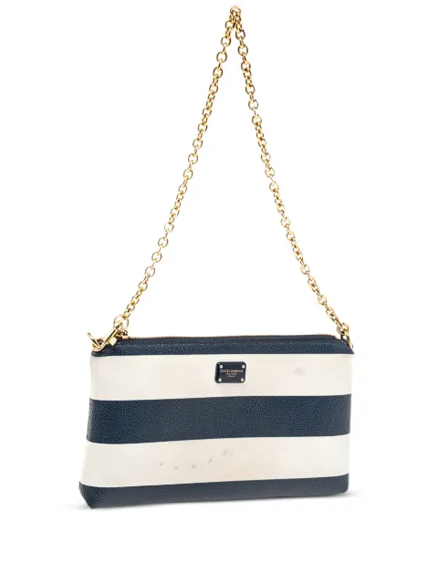 Dolce & Gabbana Pre-Owned striped leather chain-strap shoulder bag
