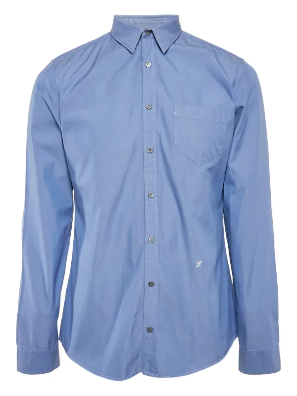 Gucci Pre-Owned logo-embroidered Shirt Blue FARFETCH NO