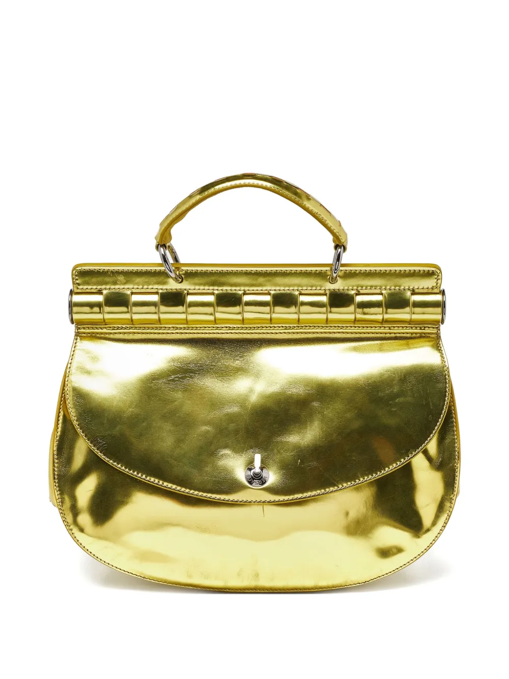 Versace Pre-Owned patent-leather top-handle tote bag | Yellow | Image 1