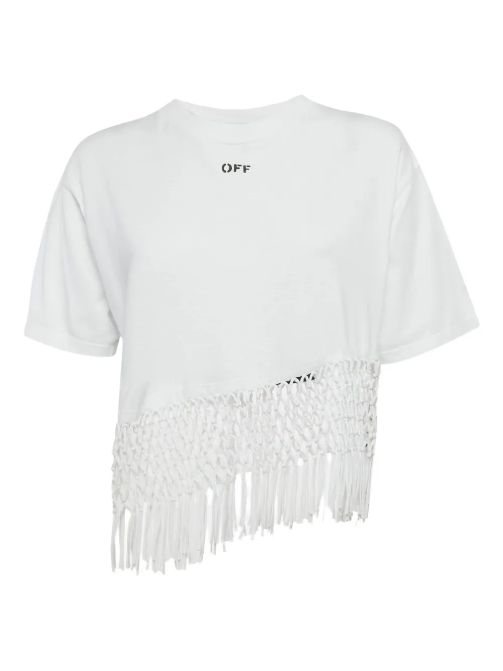 Off-White Pre-Owned Arrows-motif fringe T-shirt - ホワイト Off-White Pre-Owned Arrows-motif fringe T-shirt - ホワイト