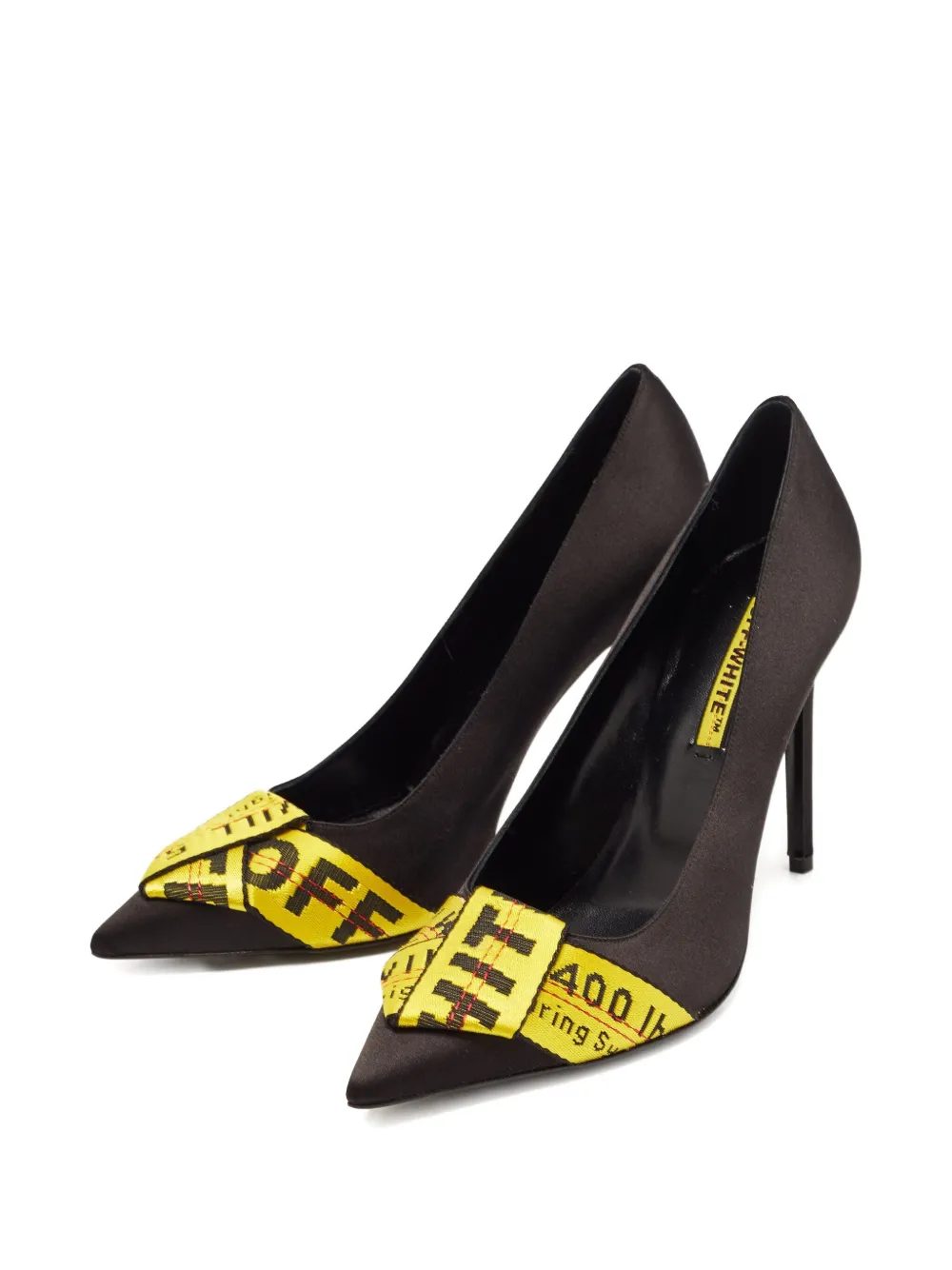 Off-White Pre-Owned 110 mm satijnen pumps met lint - Zwart