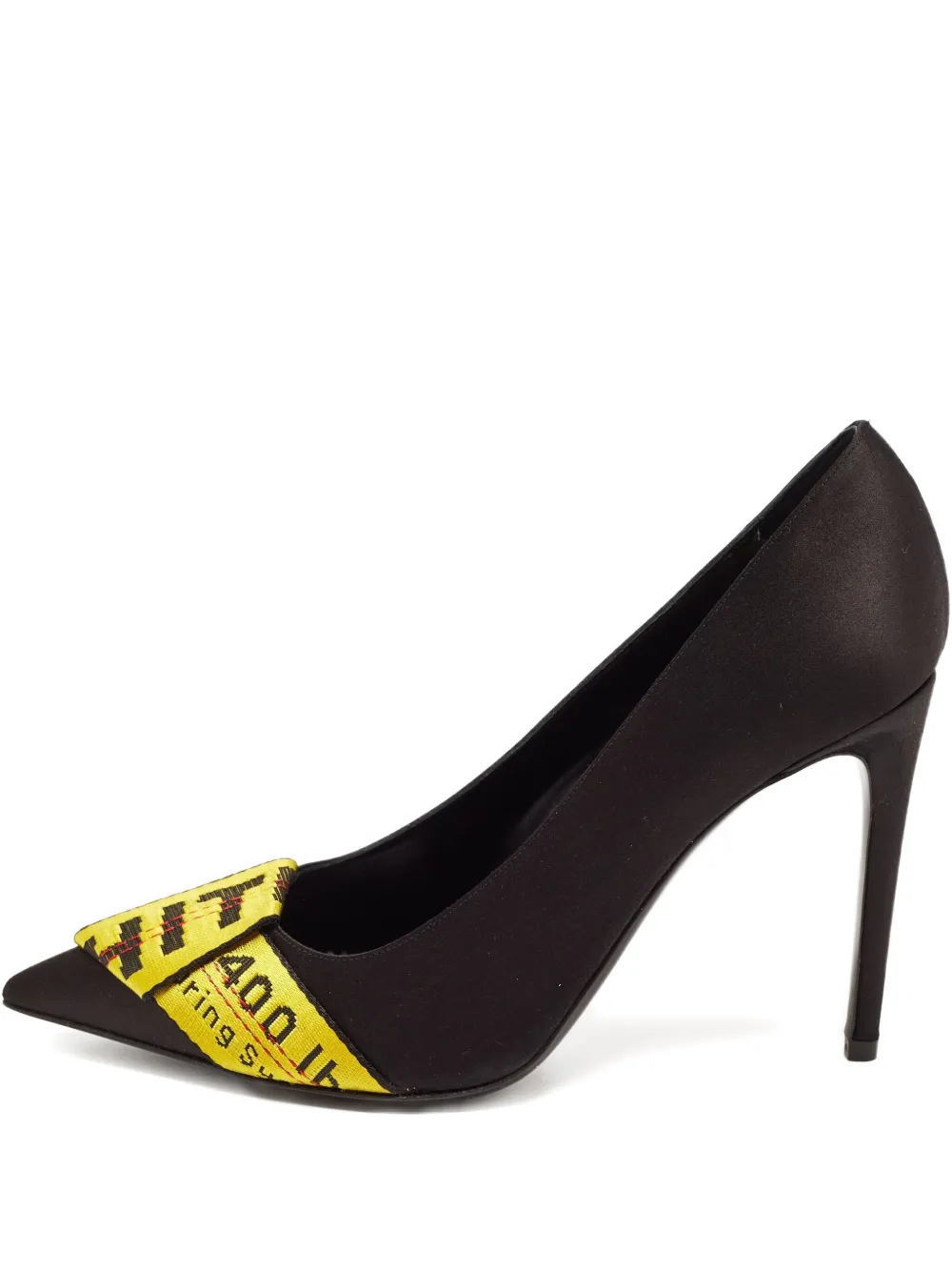 Off-White Pre-Owned 110mm satin ribbon pumps - ブラック Off-White Pre-Owned 110mm satin ribbon pumps - ブラック