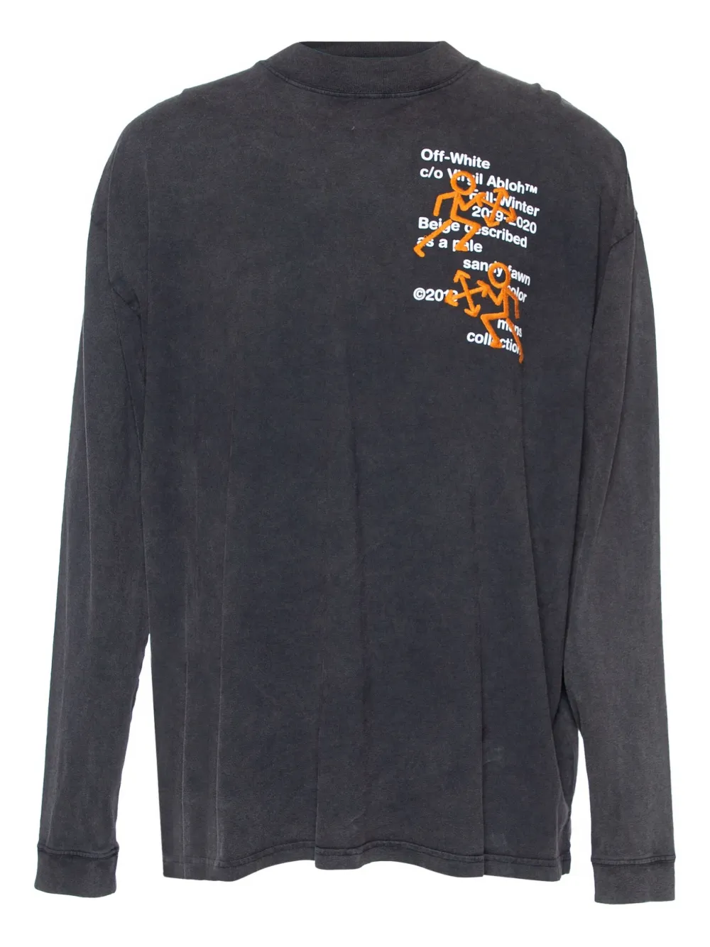 Off-White Pre-Owned Pictogram-print long-sleeve top - グレー Off-White Pre-Owned Pictogram-print long-sleeve top - グレー