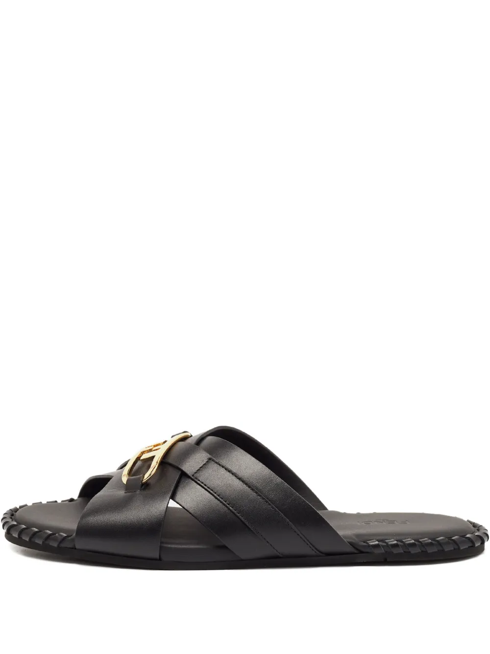 Fendi Pre-Owned cross-strap leather sandals - ブラック Fendi Pre-Owned cross-strap leather sandals - ブラック