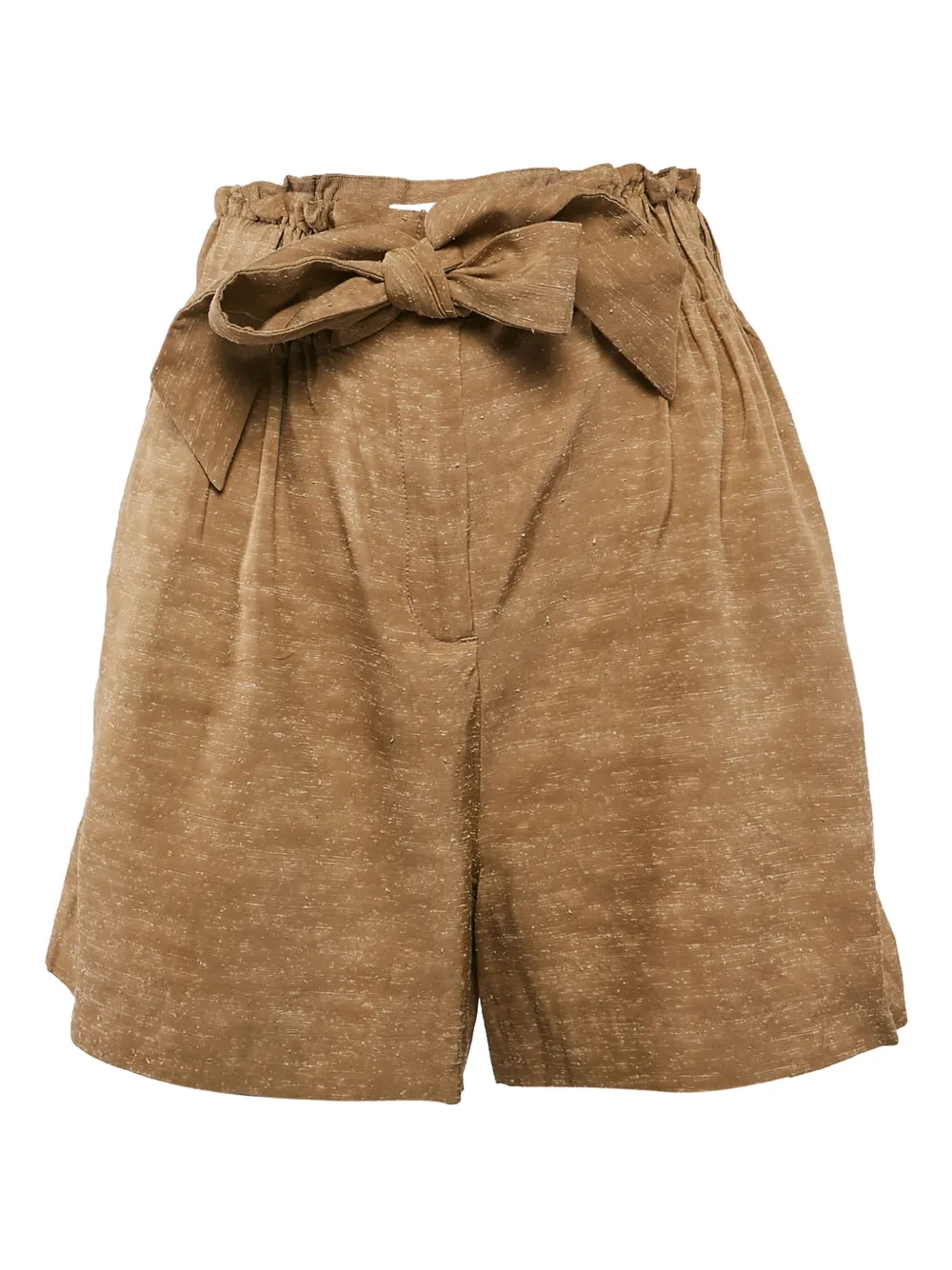 SANDRO slub-texture tied-waist shorts | Brown | Image 1