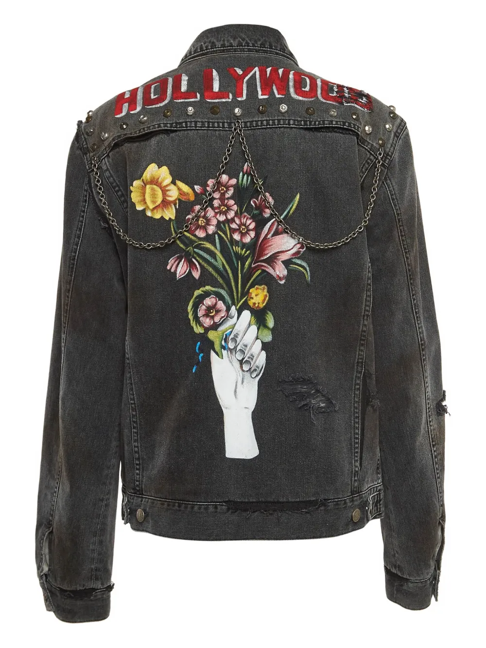 Gucci Pre-Owned floral-embellishment denim jacket | Image 2