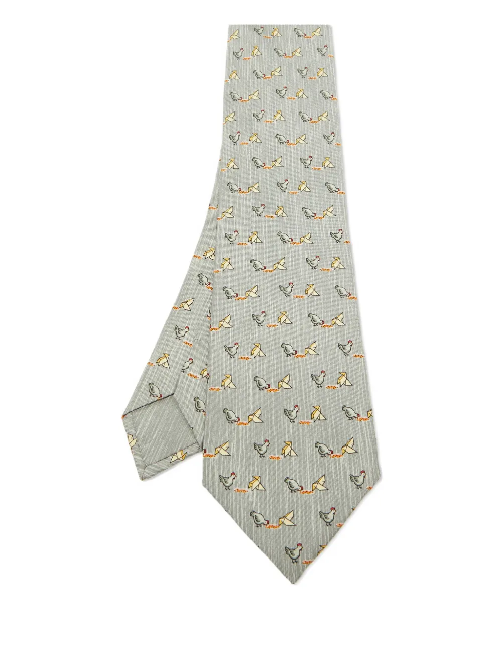 Hermès Pre-Owned chicken-print tie | Grey | Image 1