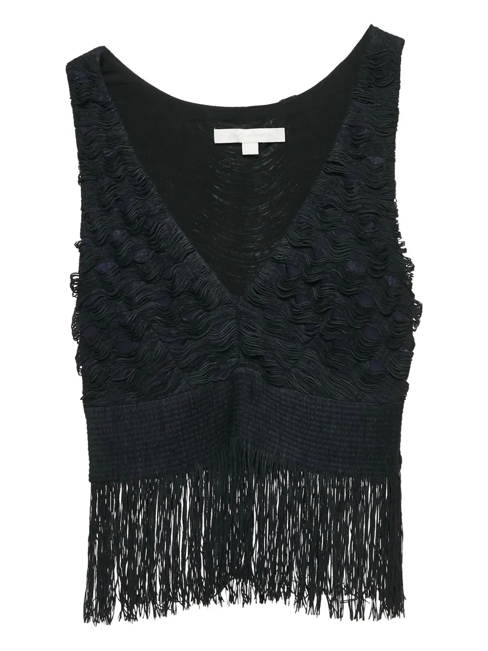 Simkhai textured fringed top | Black | Image 1