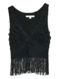 Simkhai textured fringed top - Black