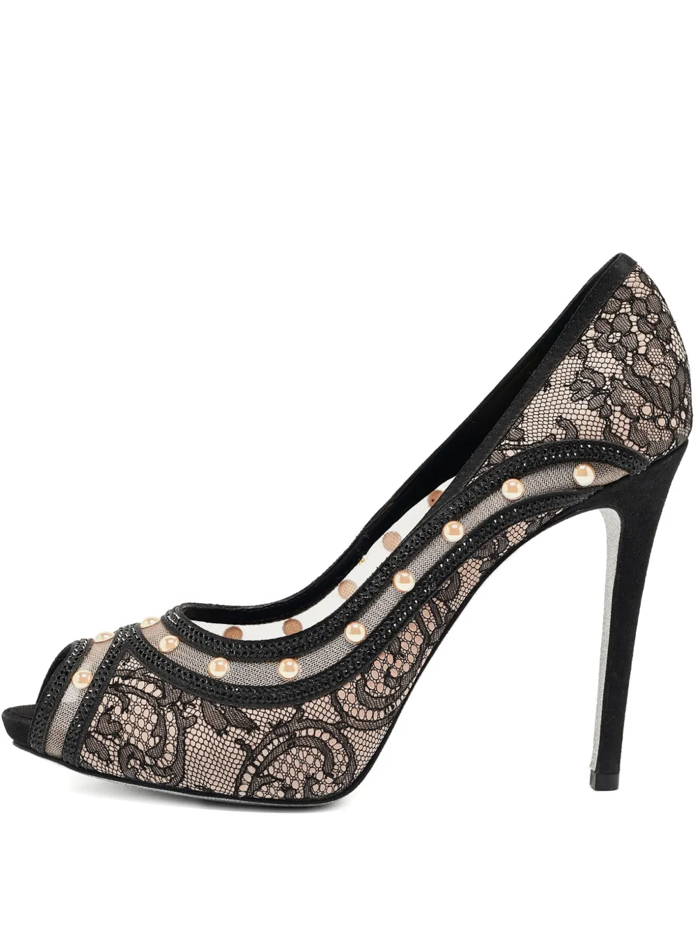 René Caovilla 120mm lace faux-pearl pumps | Neutrals | Image 1