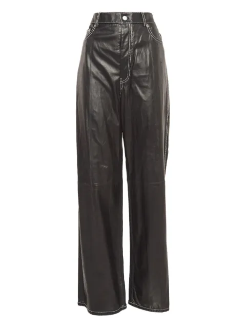 Helmut Lang Pre-Owned leather contrast-stitch trousers