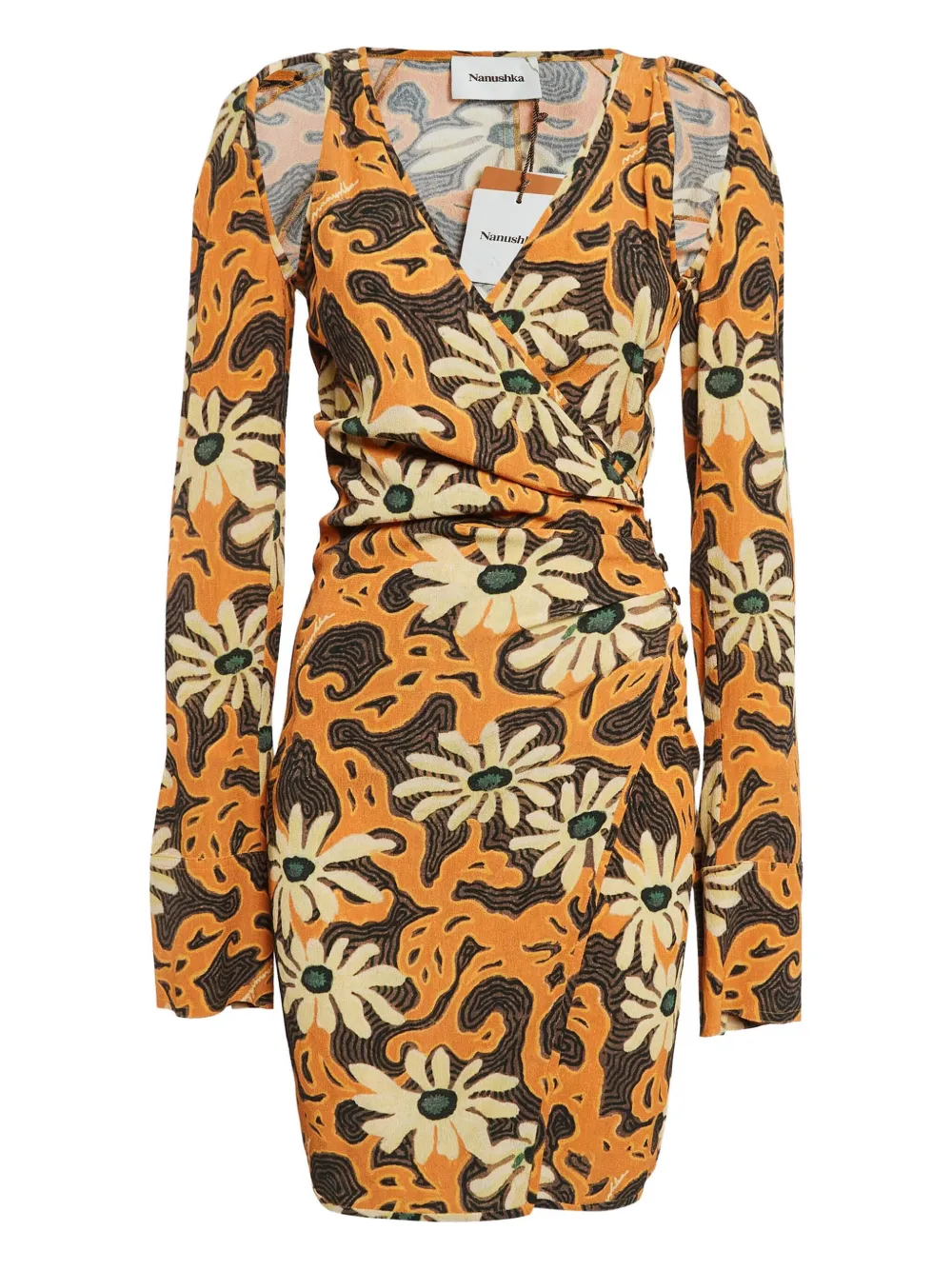 Nanushka Pre-owned wrap daisy-print dress | Orange | Image 1