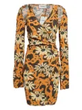 Nanushka Pre-owned wrap daisy-print dress - Orange