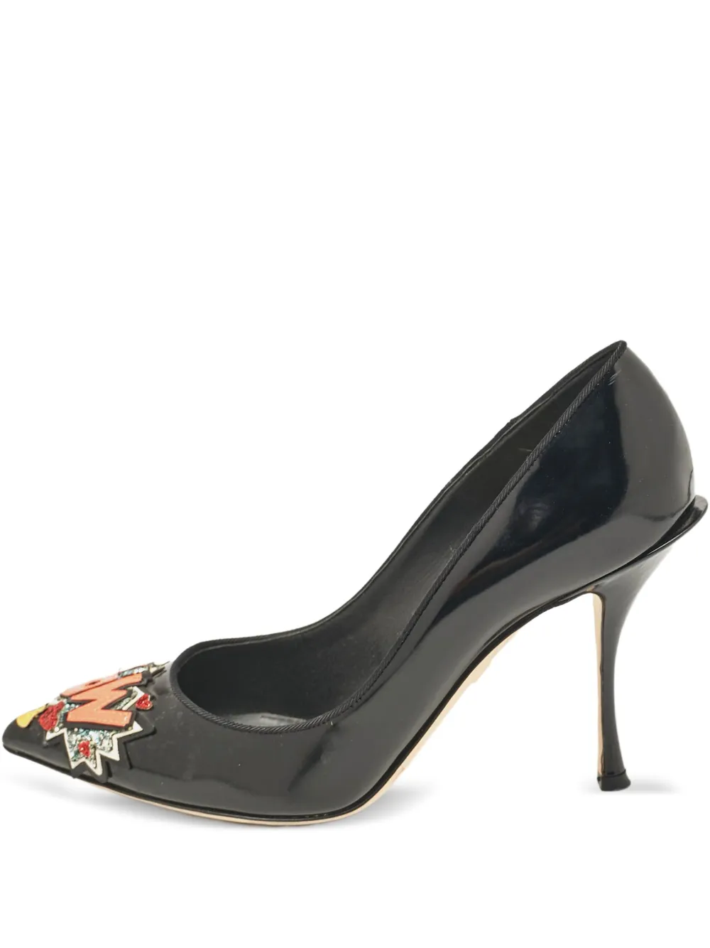 D&G Vintage 105mm patent-leather wow-patch pumps | Black | Image 1