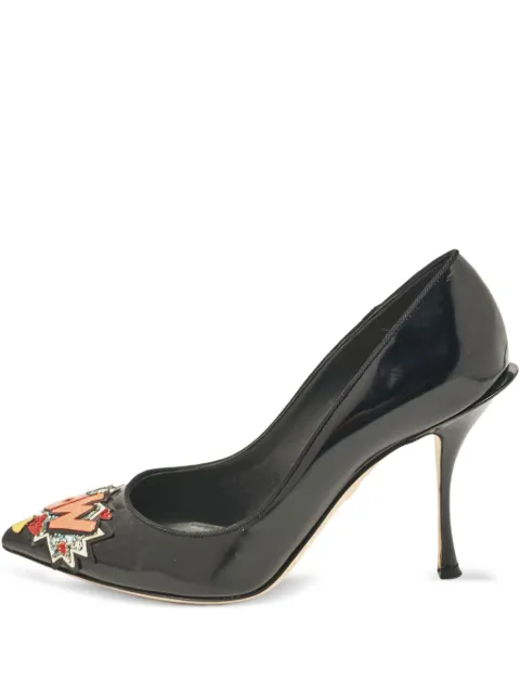 D&G Vintage escarpins en cuir verni à patch logo 105 mm