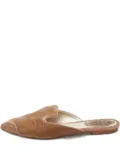 René Caovilla pre-owned crystal-embellished velvet flat mules - Brown
