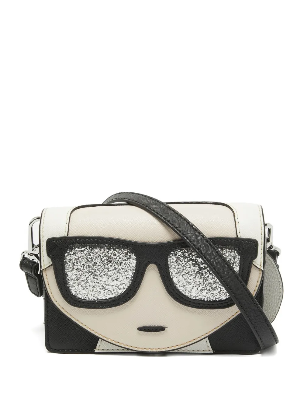 Karl Lagerfeld Vintage pre-owned K/Kocktail face glitter rectangle cross body bag | Neutrals | Image 1