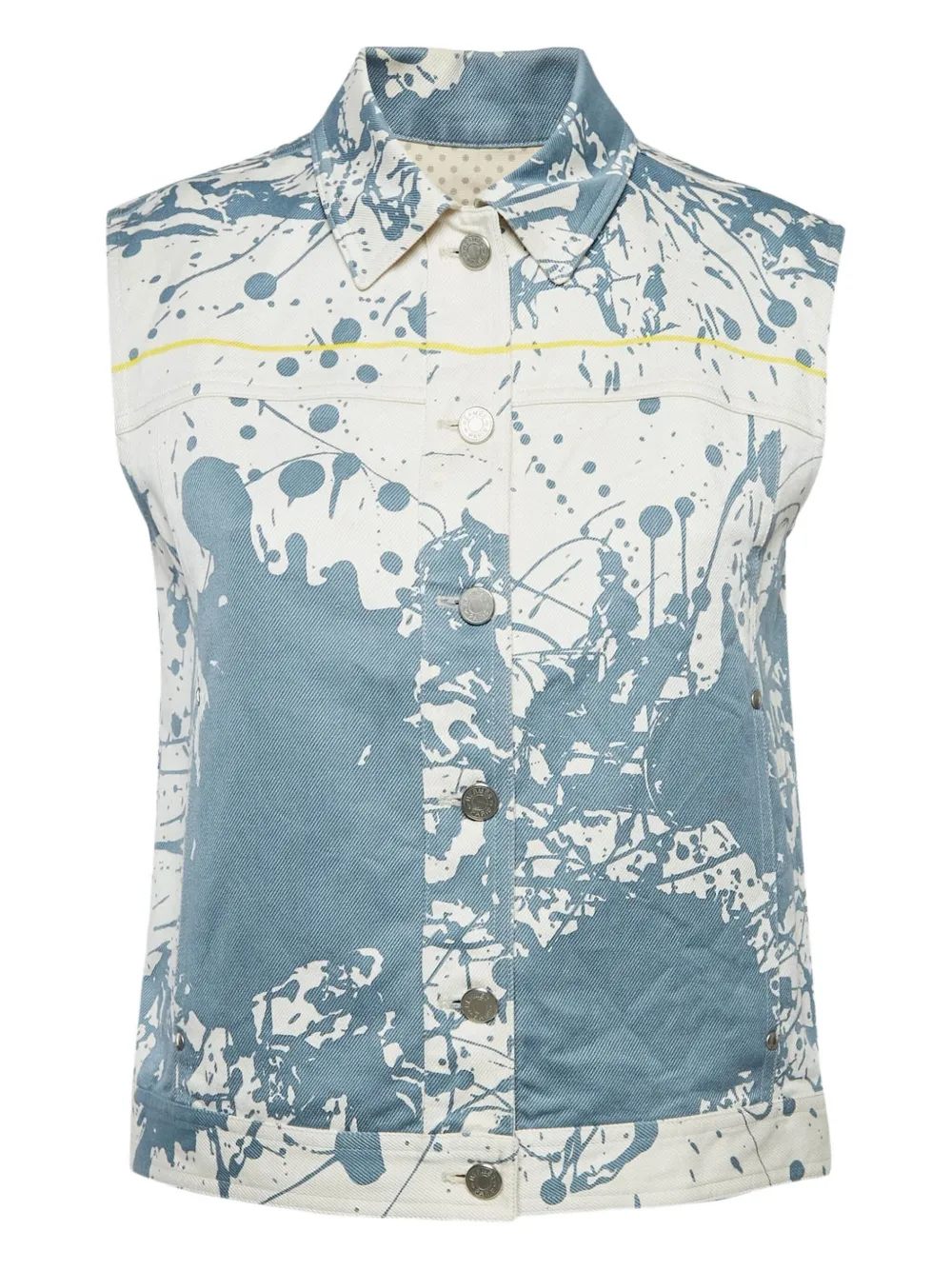 Pre-owned Hermes Paint-splatter Denim Vest