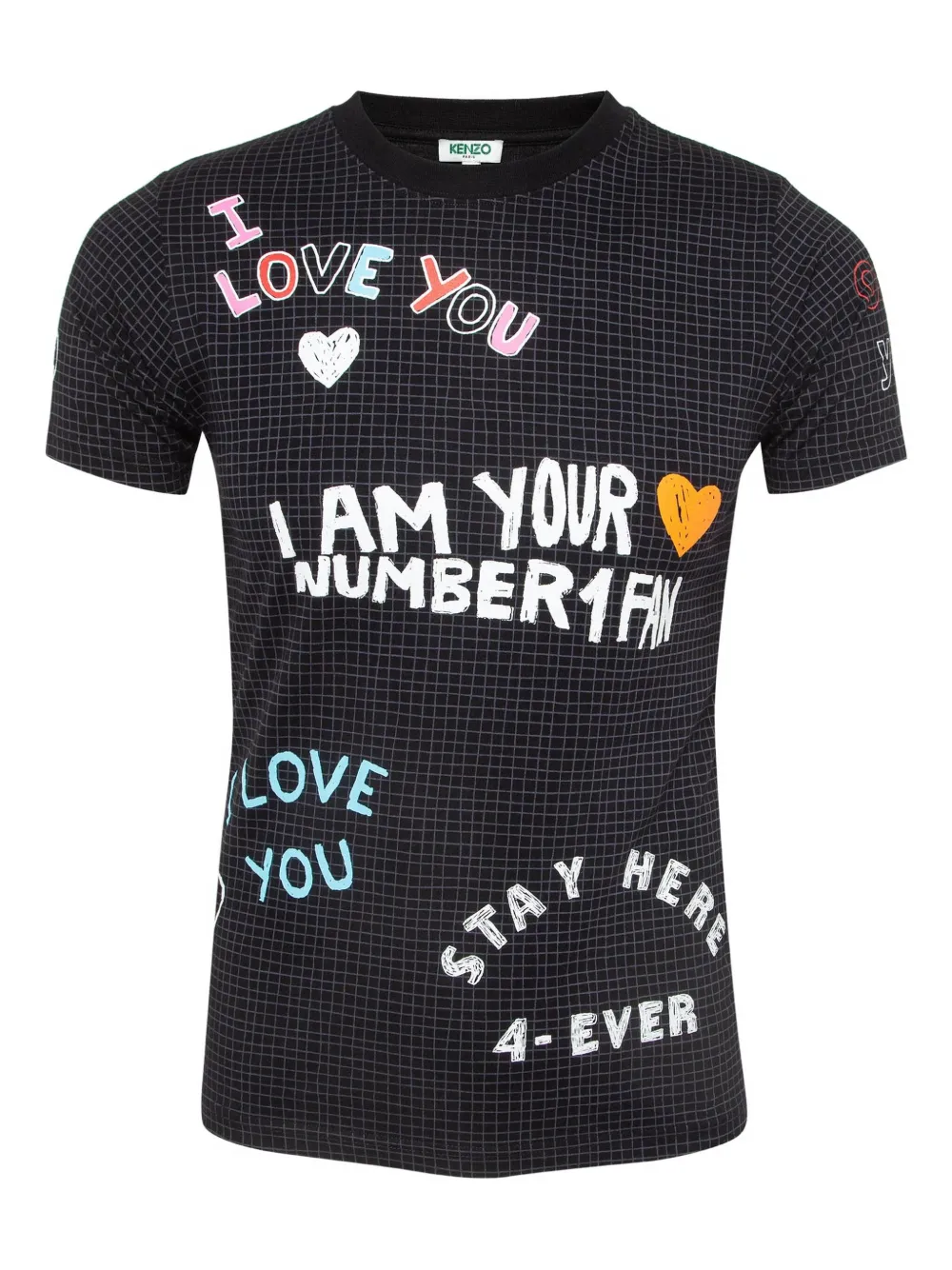 Kenzo Pre-Owned grid pattern graphic tee | Black | Image 1