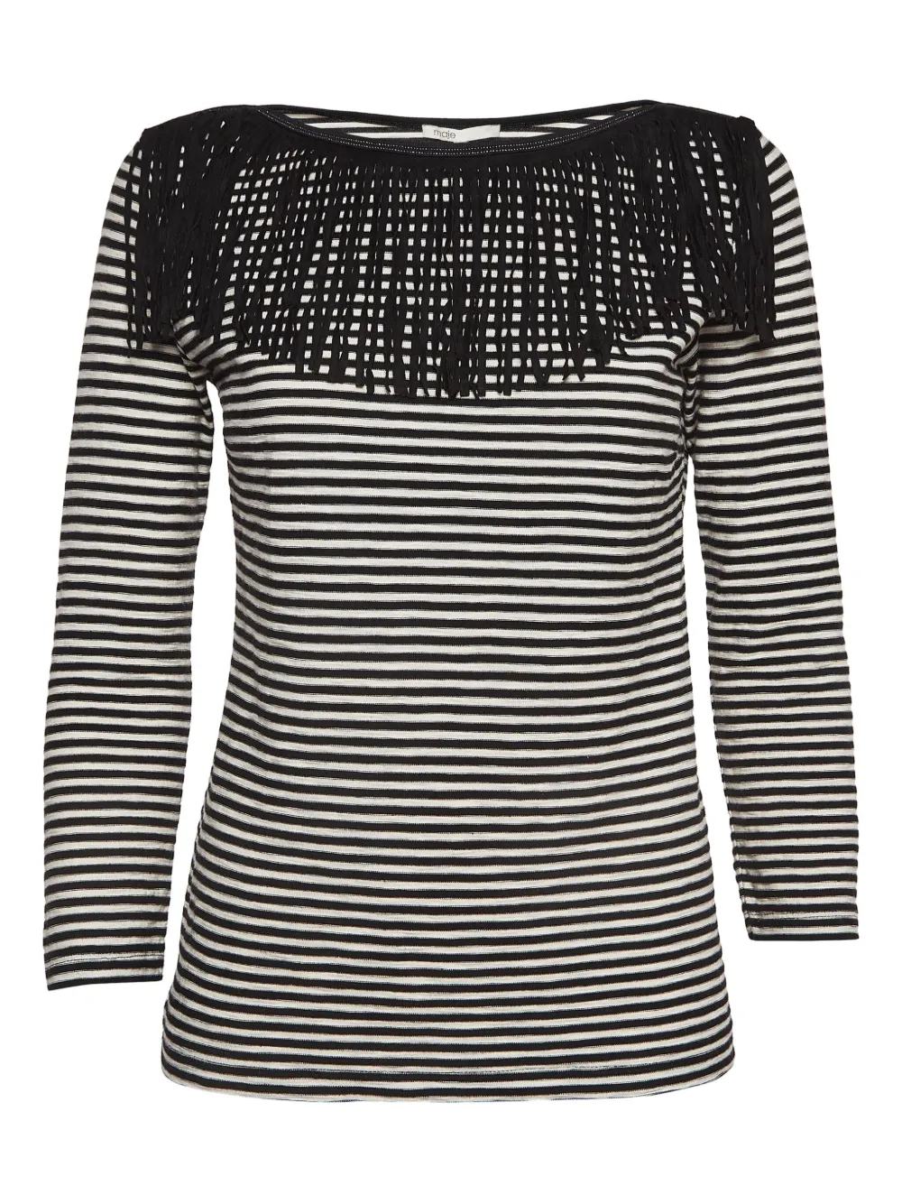 Maje Pre-owned fringed striped top | Black | Image 1