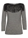 Maje Pre-owned fringed striped top - Black