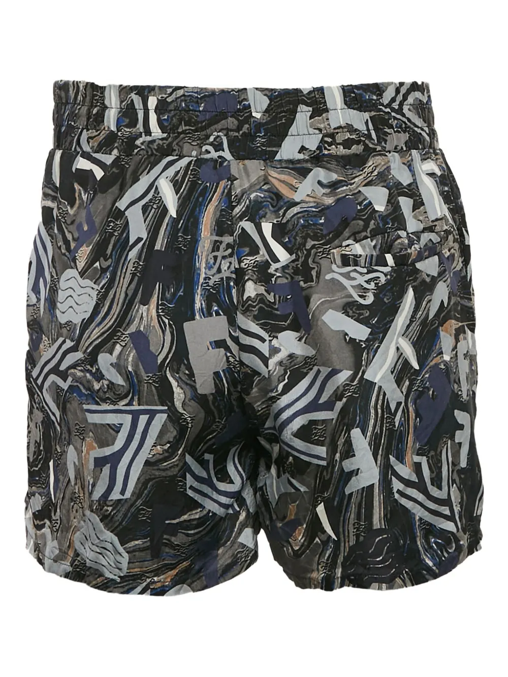 abstract-print silk shorts