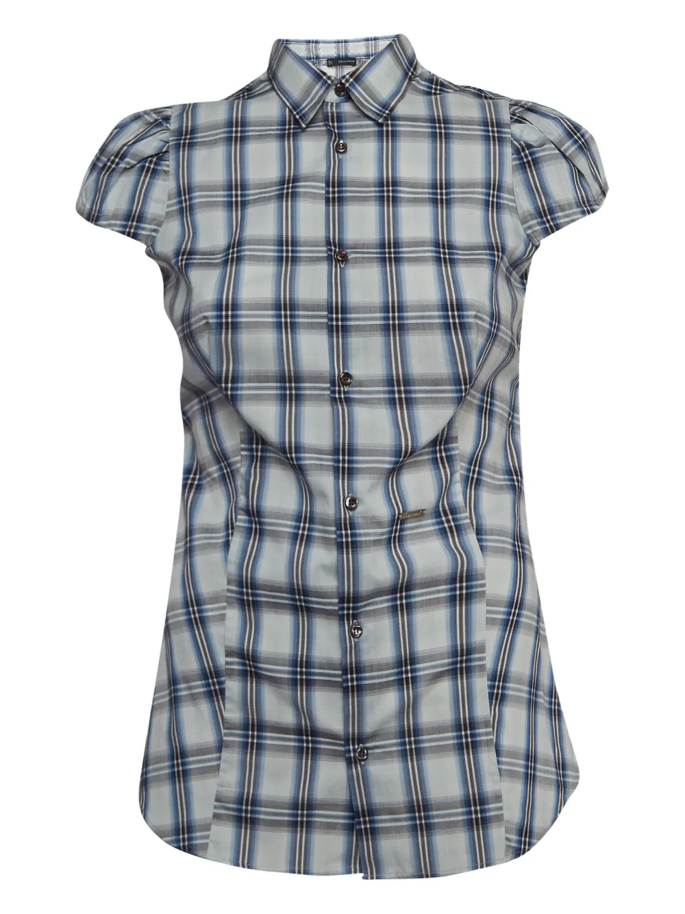 DSQUARED2 cap-sleeve plaid shirt | Blue | Image 1