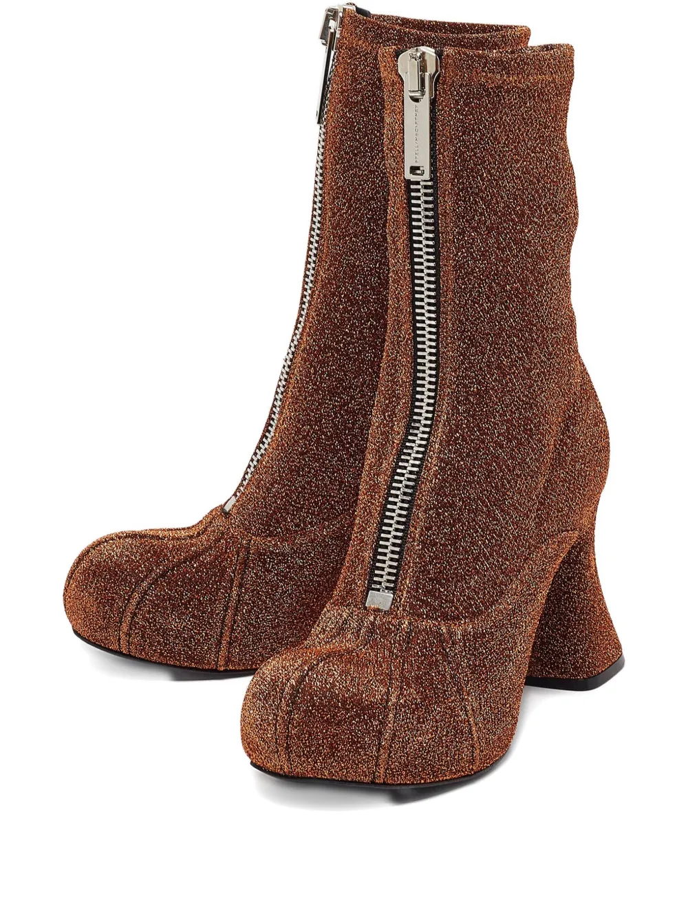 Stella McCartney Pre-Owned 100mm glitter zip ankle boots - Marrone