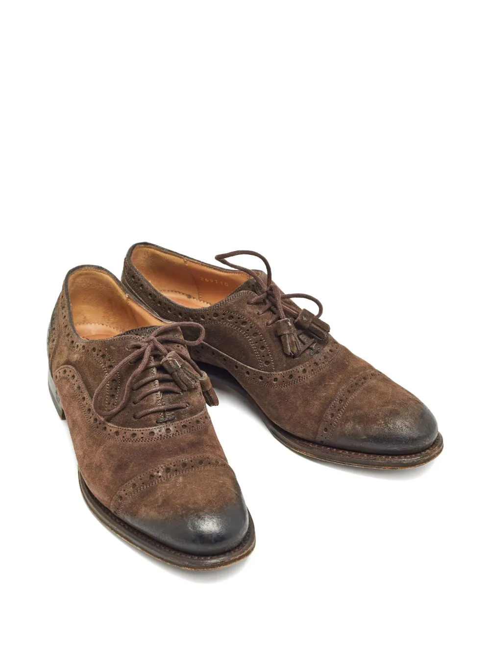 Gucci Pre-Owned Suède Oxford schoenen met kwastje - Bruin