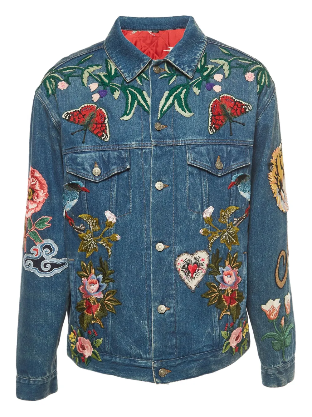 Gucci Pre-Owned floral-embroidered jacket - ブルー Gucci Pre-Owned floral-embroidered jacket - ブルー
