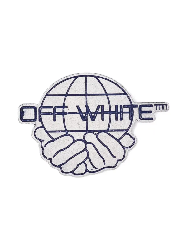 Off-White Pre-owned Logo World Brooch in White