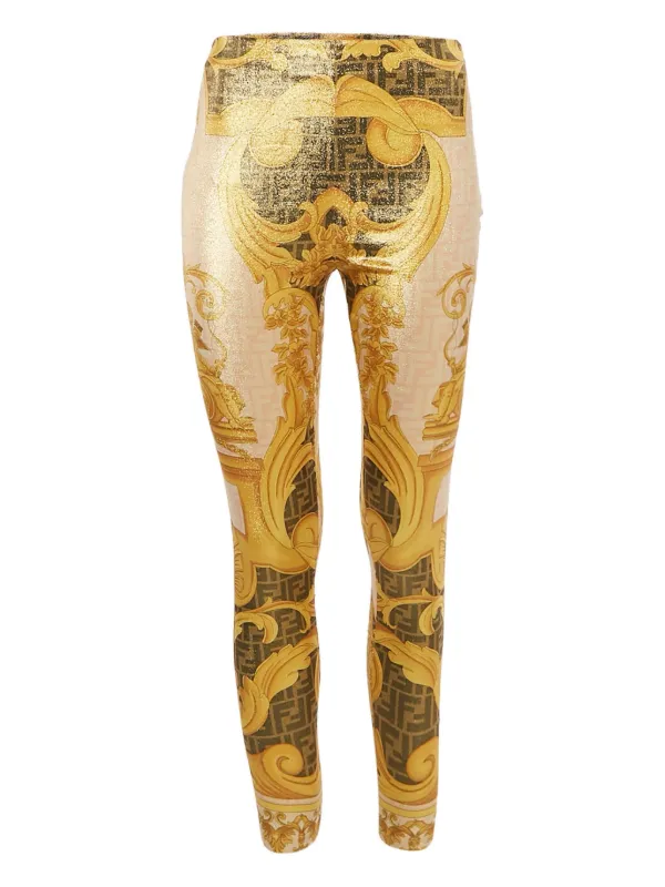 Fendi Pre-Owned 2023 Barocco-print Leggings Yellow