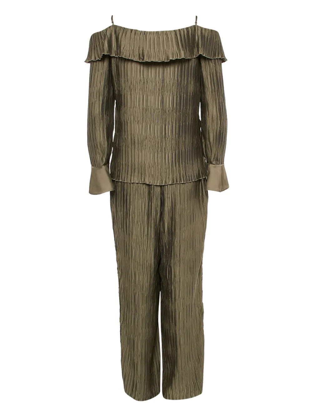 Simkhai plissé cold shoulder shirt and trousers | Pre-Owned Pants | Image 2