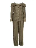 Simkhai plissé cold shoulder shirt and trousers - Green
