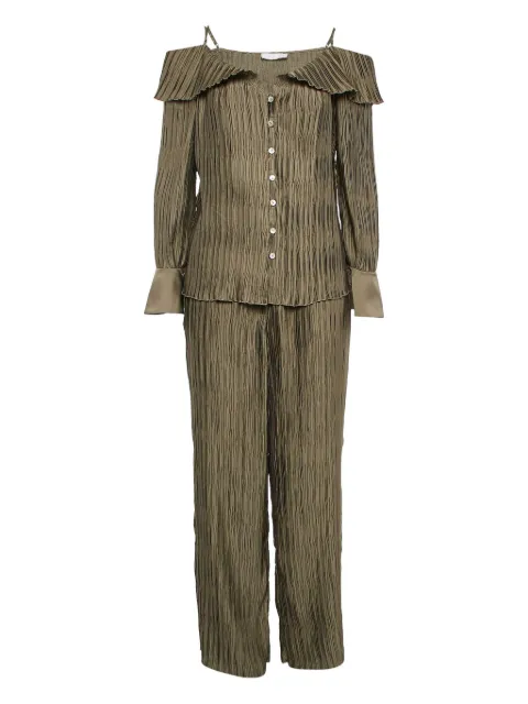 Simkhai plissé cold shoulder shirt and trousers