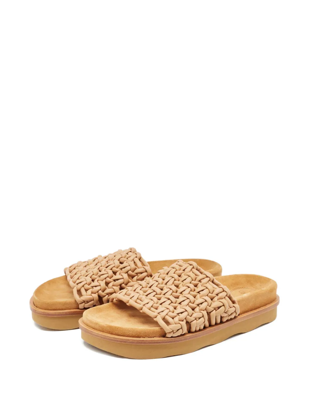 Chloé Pre-Owned woven leather flat slides - Beige