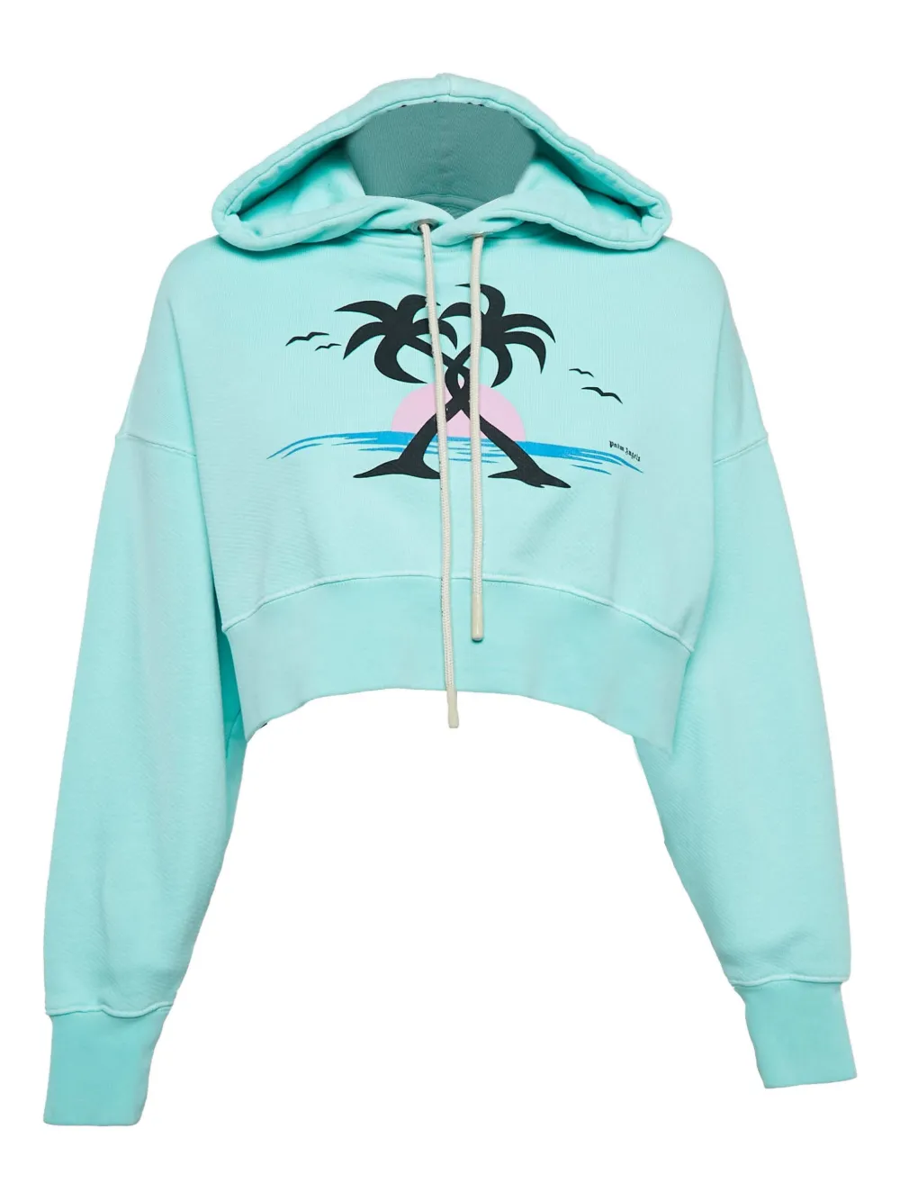 Pre-owned Palm Angels Palm-print Hoodie In Green