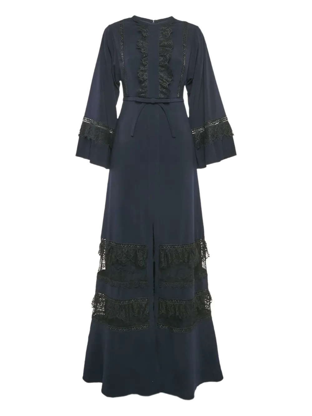 Self-Portrait lace-trim bell sleeves maxi dress | Black | Image 1