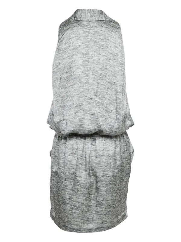 Pre-owned Alexander McQueen Women's Grey Silk V-Neck Sleeveless Short Dress