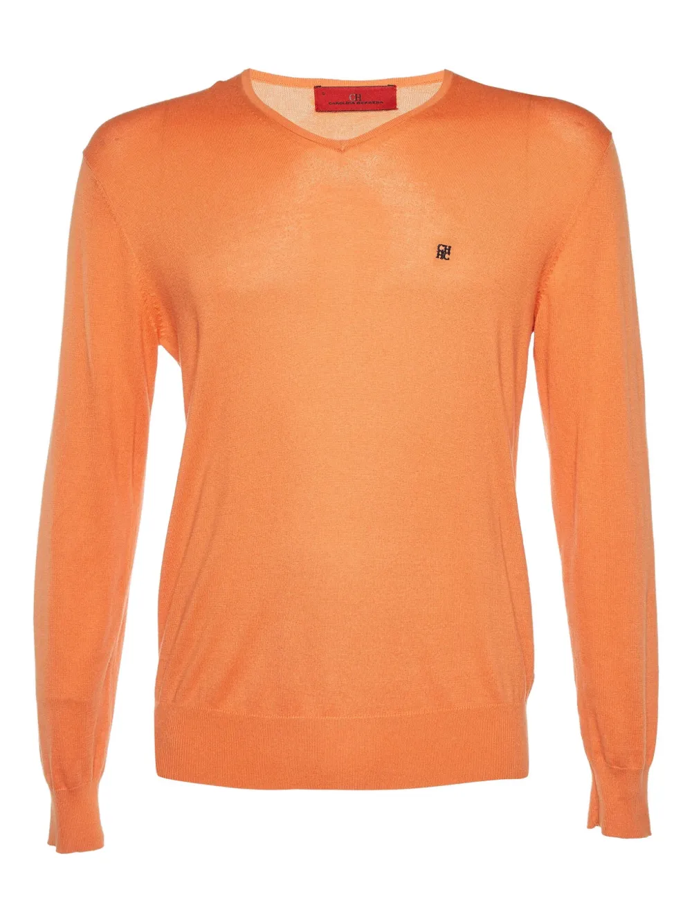 Carolina Herrera Vintage pre-owned v-neck cotton sweater | Orange | Image 1