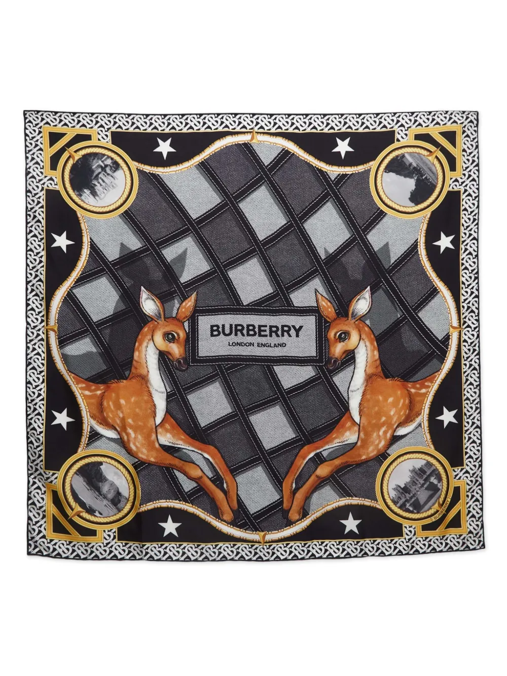 deer-print silk scarf