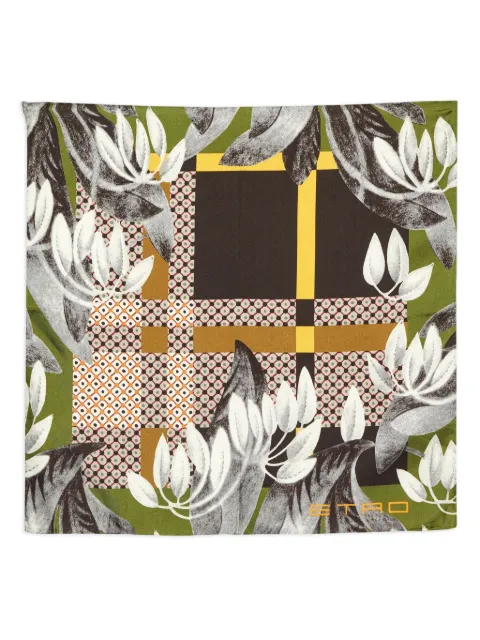 Etro Pre-Owned floral plaid pocket square