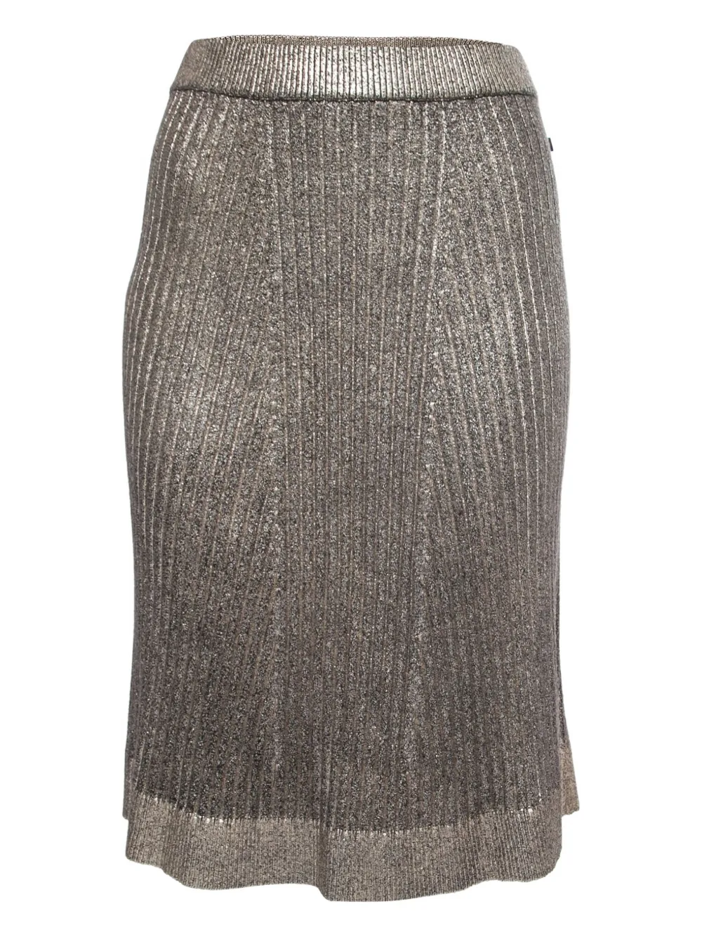 Louis Vuitton Pre-Owned ribbed metallic skirt | Gold | Image 1