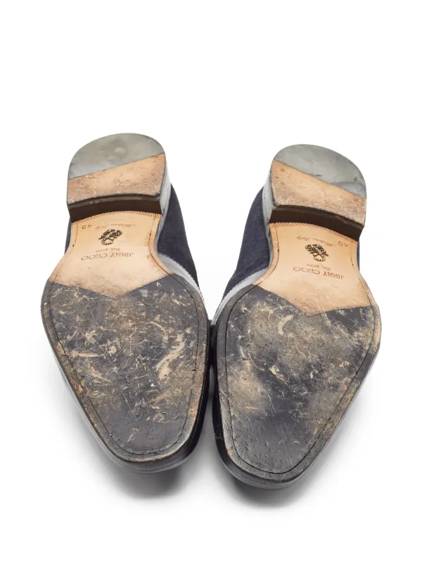 Jimmy Choo Pre-Owned Leather Fringe Loafers | Blue | FARFETCH ID display picture 1