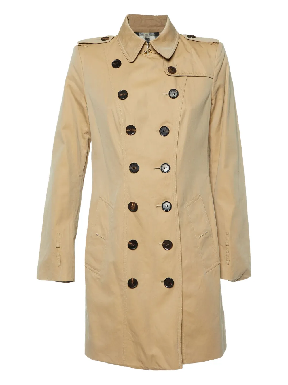 Pre-owned Burberry Double-breasted Check-lining Coat In Neutral