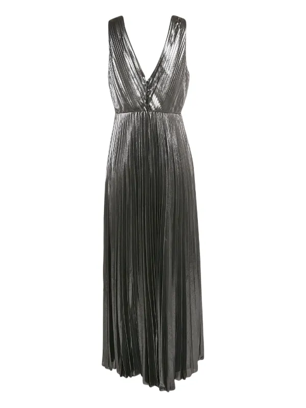 chinese dress ladies Grey Satin Pleated Maxi Dress – self-portrait-US main image 0