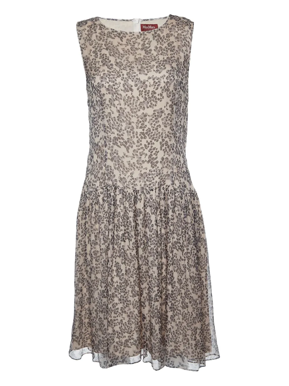 Pre-owned Max Mara Silk Printed Mini Dress In Neutral