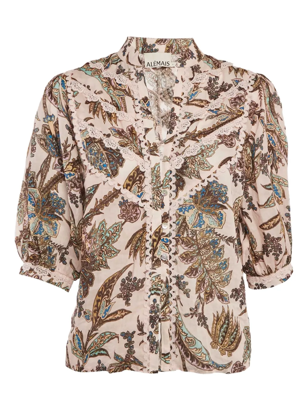 Pre-owned Alemais  Printed Lace Trim Shirt